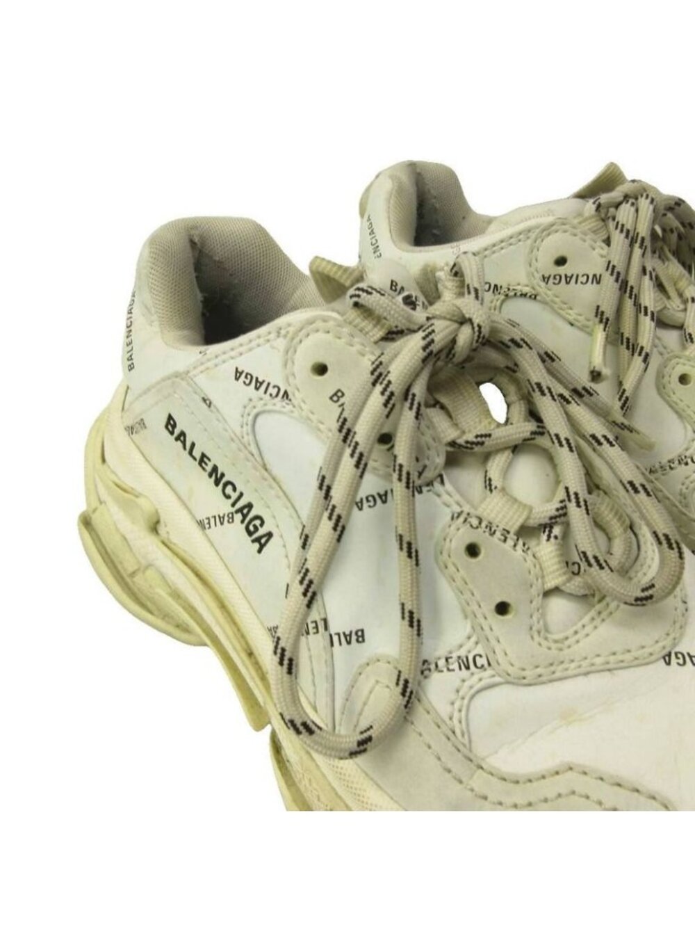 Balenciaga Triple S Sneakers Shoes Low Cut Thick Sole Leather 40 White - Picture 4 of 9